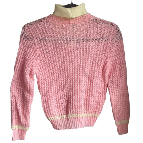 Vintage Charisma Girls Sz 8 Turtle neck Sweater pink Preppy Shabby Chic - Picture 2 of 10